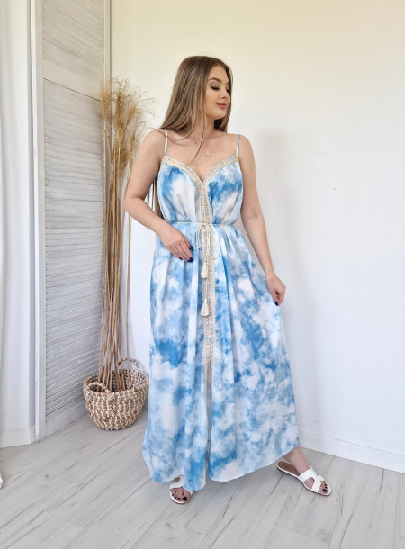 Boho maxi dress 13099 blue