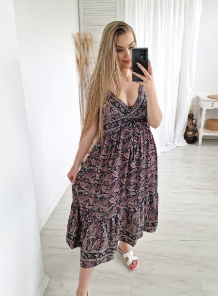 Jedwabna sukienka midi 22-609 C