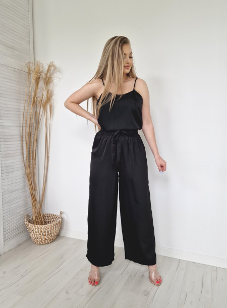 Elegancki komplet satynowy 89 czarny