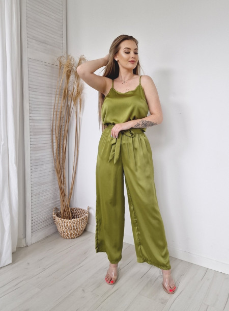 Elegancki komplet satynowy 89 zielony