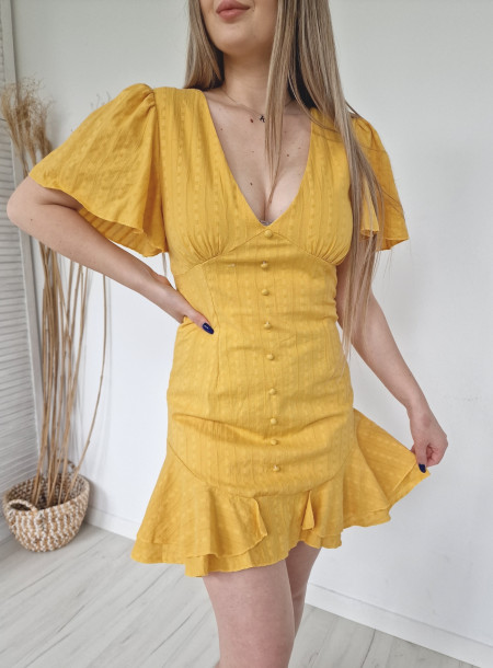 Embroidered dress 8933 yellow