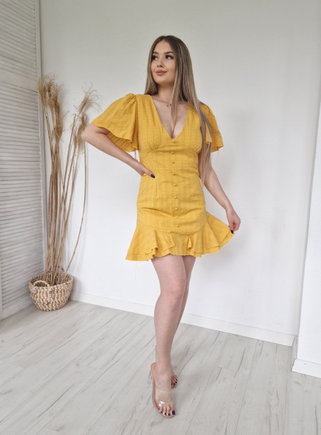 Embroidered dress 8933 yellow