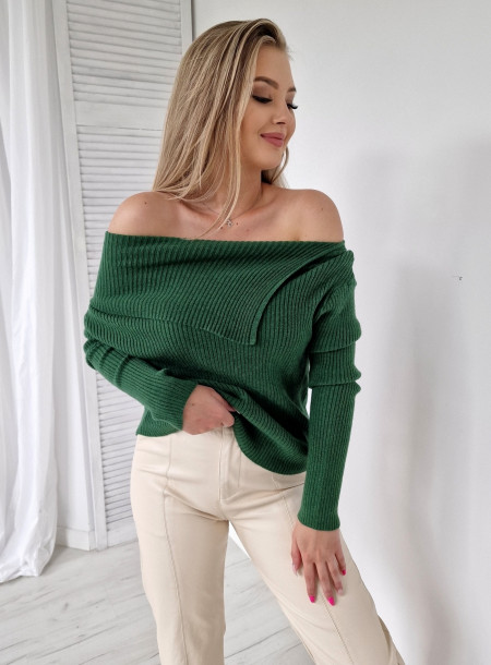 Sweter prążek 1505 zielony