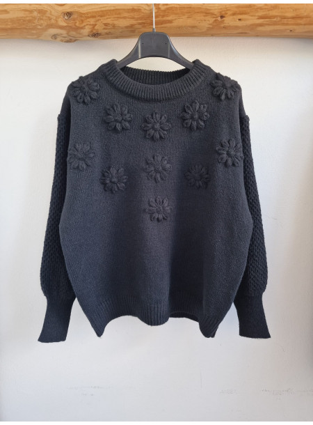Sweter oversize W648 czarny