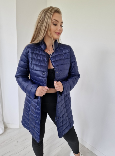 Pikowany płaszcz przejściówka 20072 granatowy