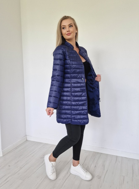 Pikowany płaszcz przejściówka 20072 granatowy