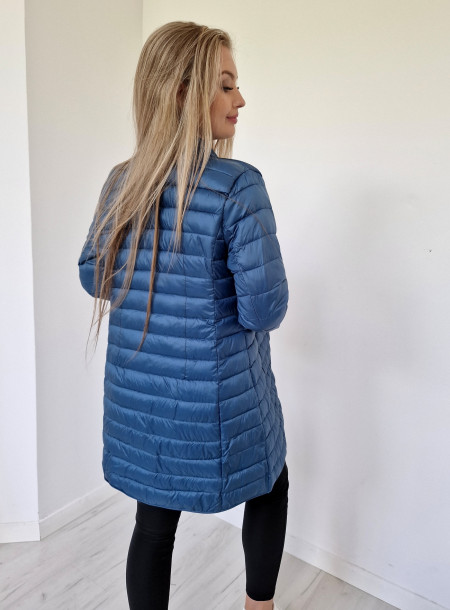 Pikowany płaszcz przejściówka 20072 niebieski