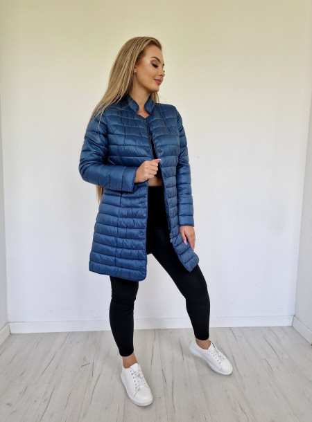 Pikowany płaszcz przejściówka 20072 niebieski