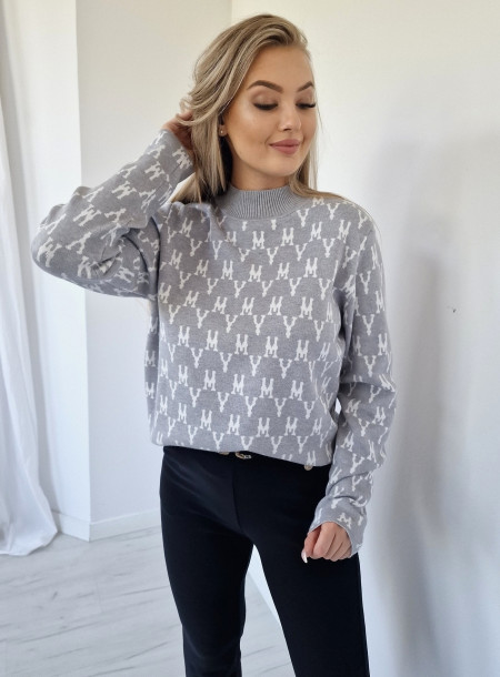 Wiskozowy sweter 80076 szary