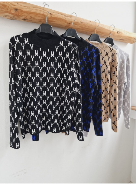 Wiskozowy sweter 80076 granatowy 2