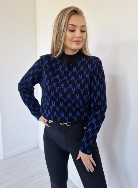 Wiskozowy sweter 80076 granatowy