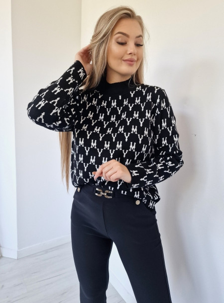 Wiskozowy sweter 80076 czarny