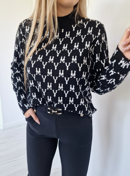 Wiskozowy sweter 80076 czarny