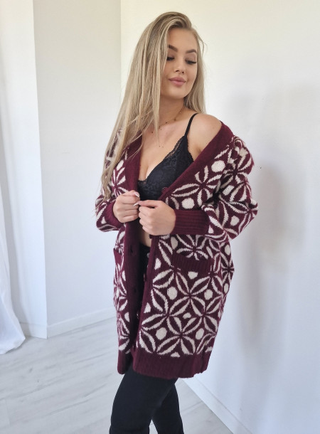 Kardigan wzory 2271 brązowy