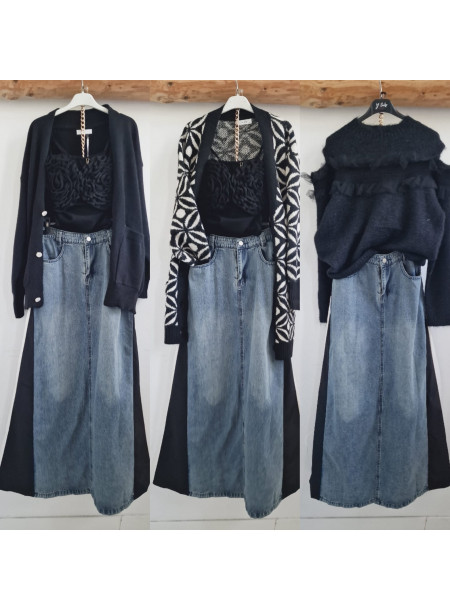 Spódnica maxi jeans J2185 niebieska 2