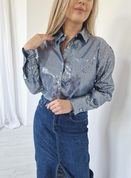 Sequin shirt B160 blue