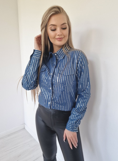 Sequin shirt B161 blue