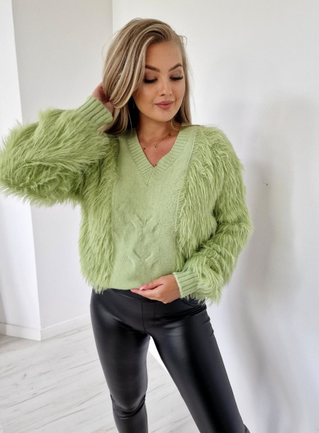 Sweter włochaty 646 zielony