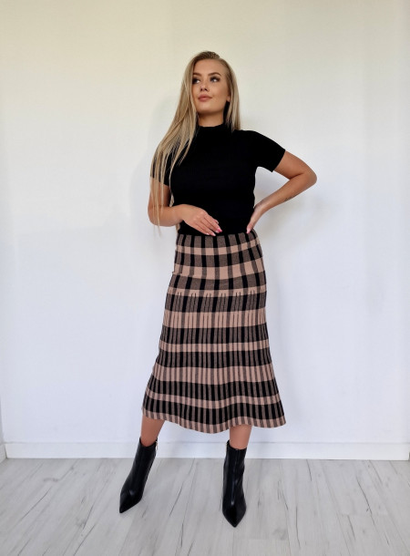 Dzianinowa spódnica midi 90565 beżowa