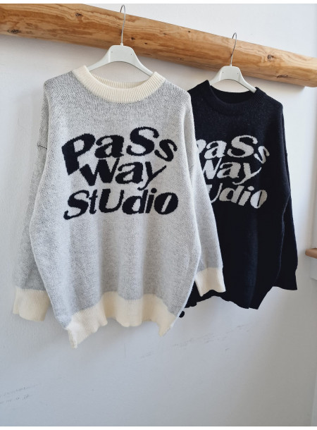 Sweter oversize P1534 czarny 2