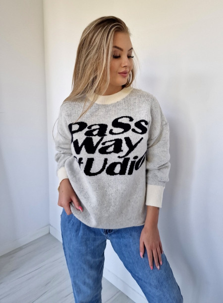 Sweter oversize P1534 biały