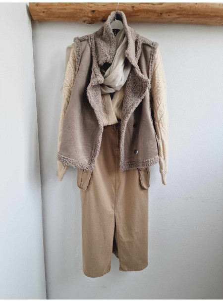 Spódnica midi denim 23512 khaki 2