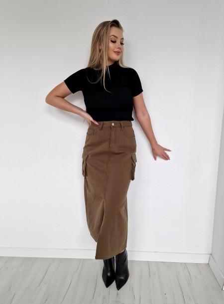 Spódnica midi denim 23512 khaki