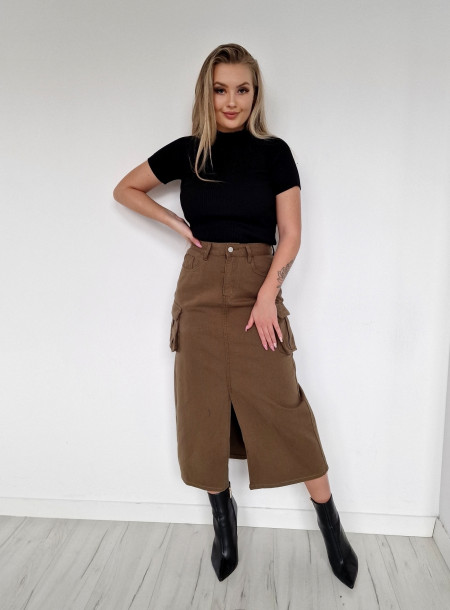 Spódnica midi denim 23512 khaki