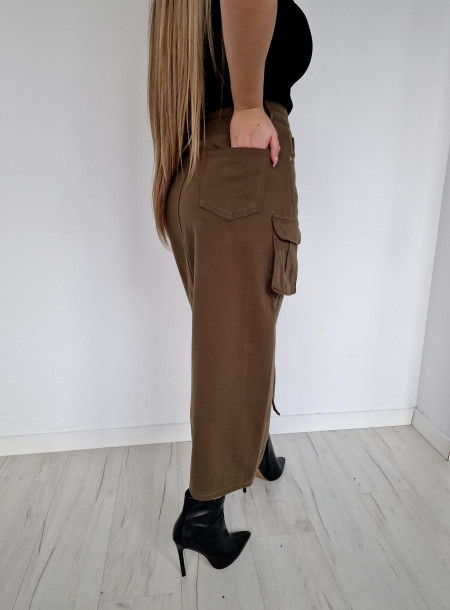 Spódnica midi denim 23512 khaki