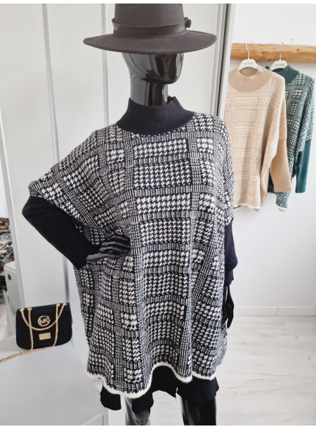 Sweter pepitka 0170 beżowy 2