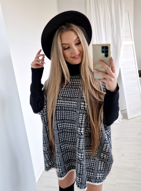 Sweter pepitka 0170  czarny