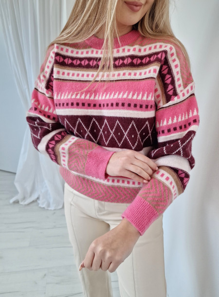 Sweter z wełną 2232 różowy