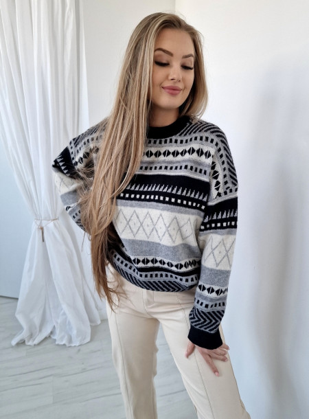 Sweter z wełną 2232 czarny