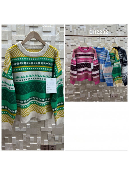 Sweter z wełną 2232 zielony