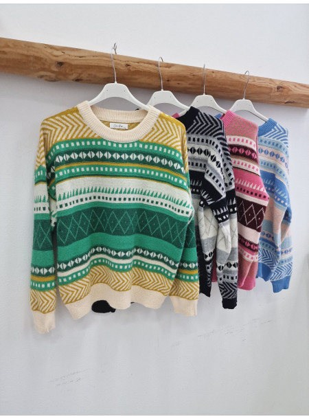 Sweter z wełną 2232 zielony