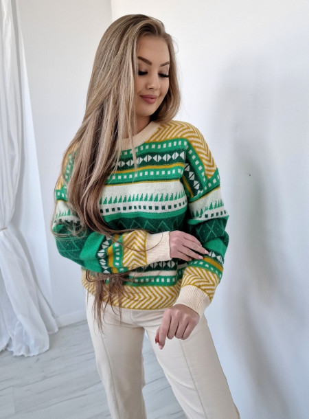 Sweter z wełną 2232 zielony