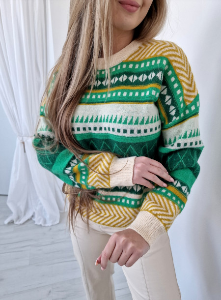 Sweter z wełną 2232 zielony