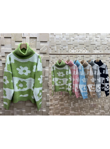 Sweter golf z wełną 2290 czarny
