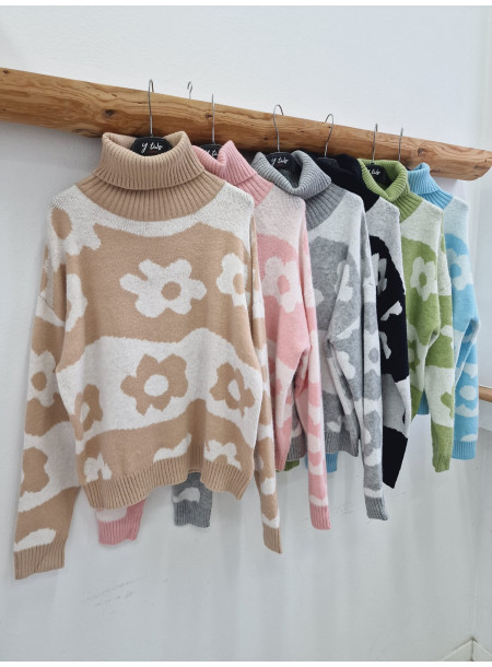 Sweter golf z wełną 2290 czarny