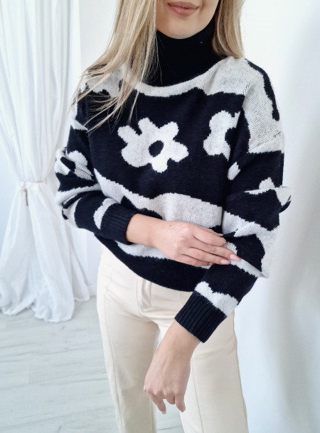 Sweter golf z wełną 2290 czarny