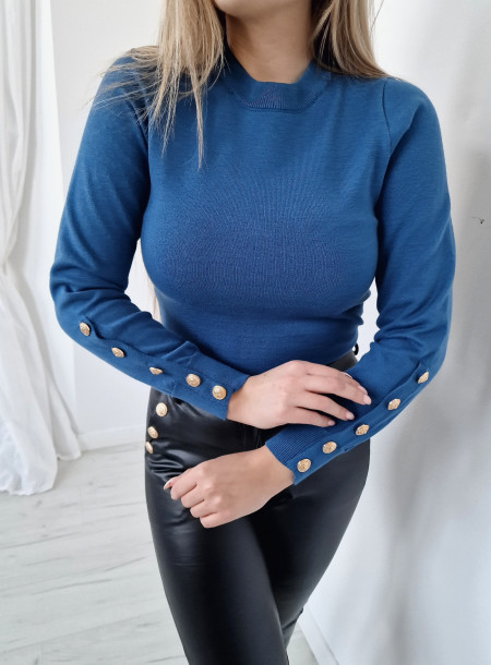 Bawełniany sweter 9300 niebieski