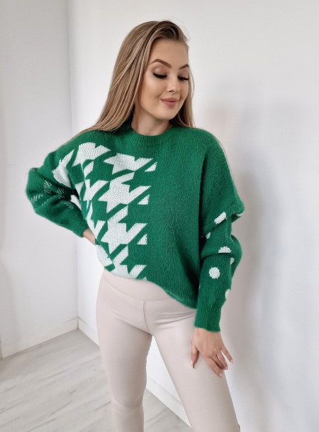 Alpakowy sweter oversize CR-255 zielony