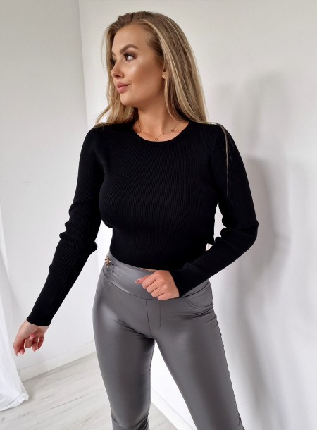 Bluzka z wiązaniem 03522 czarna