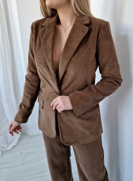 Marynarka sztruks J0479 brązowa