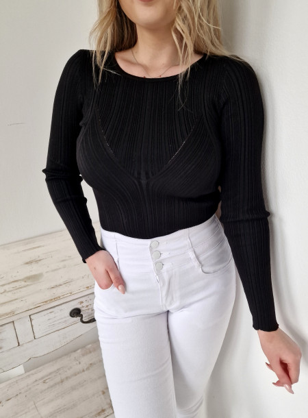 Bawełniana bluzka 08690 czarna