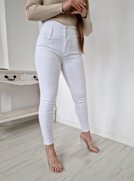 Spodnie jeans W2096 białe