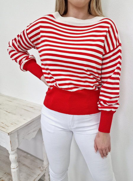 Wiskozowy sweter 8972 czerwony