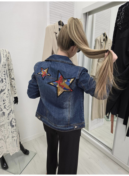 Kurtka jeans cekiny 3186 niebieska 2