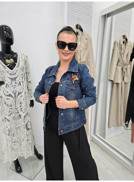 Kurtka jeans cekiny 3186 niebieska