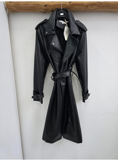 Płaszcz skórzany TT027 czarny